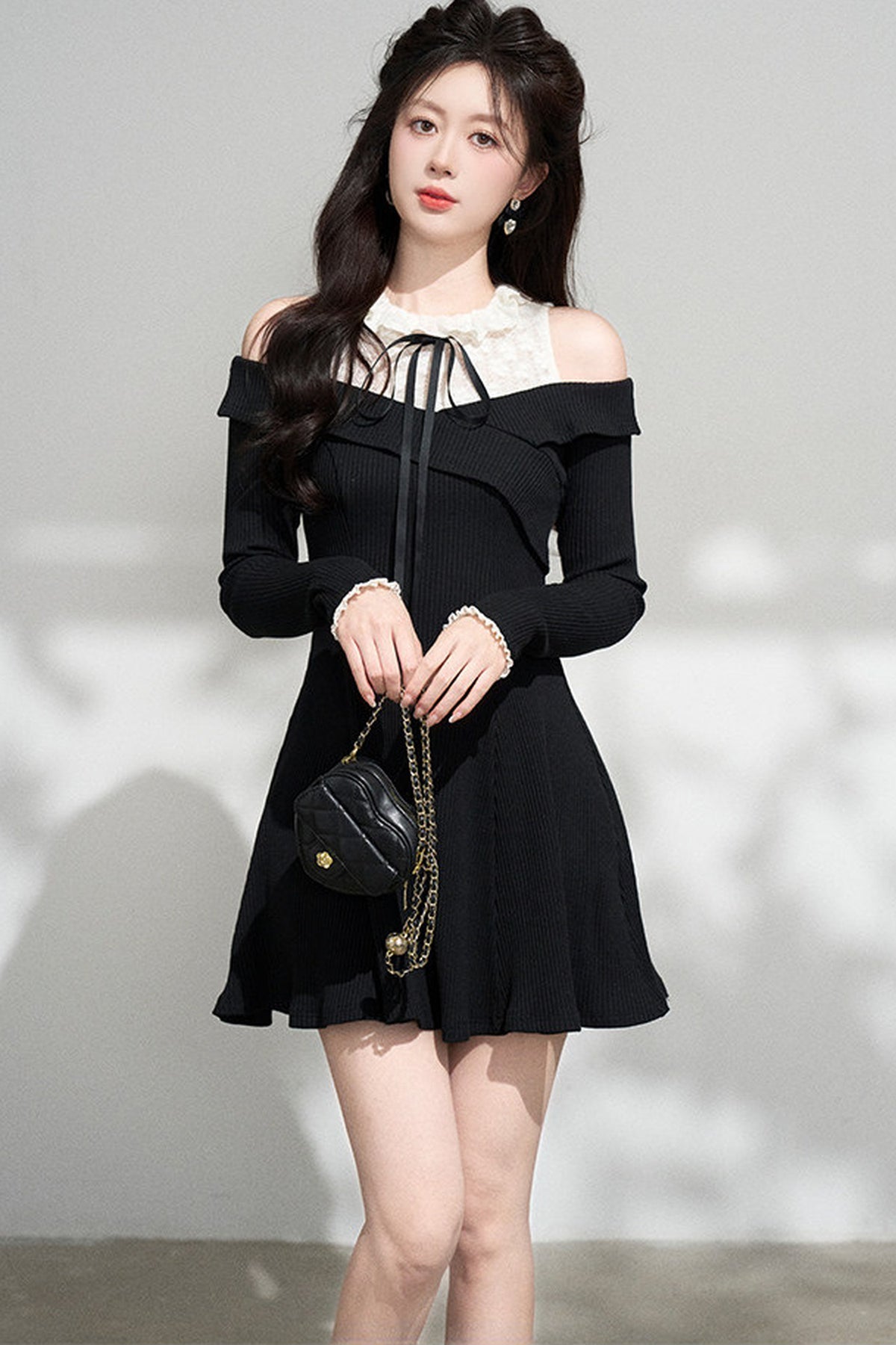 Halter Off-Shoulder Knit Dress