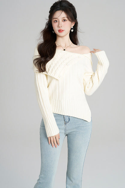 Off-Shoulder Knit Top and Skirt Set-Up
