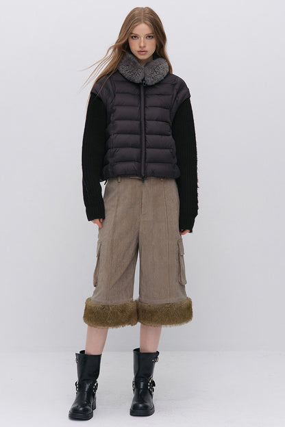 Convertible Detachable Knit Sleeve Down Vest