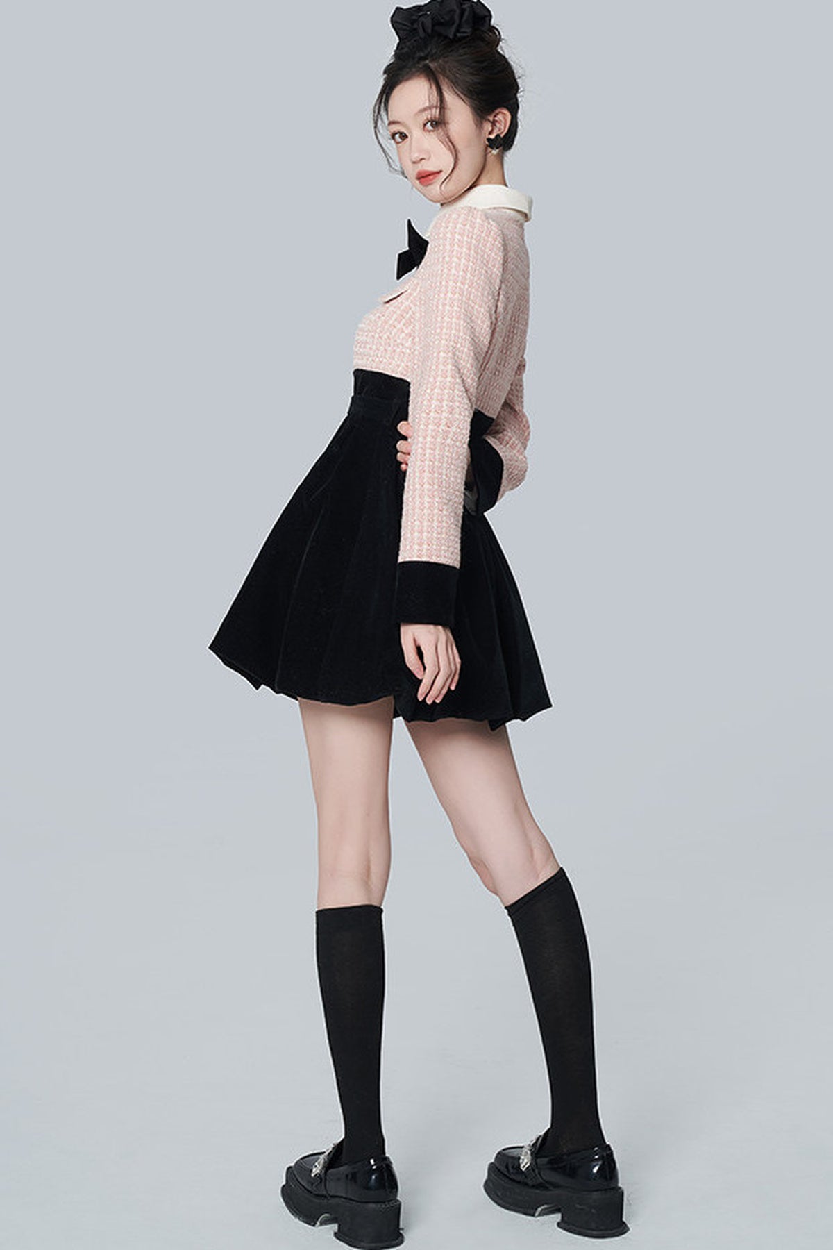 Pink Tweed A-Line Dress