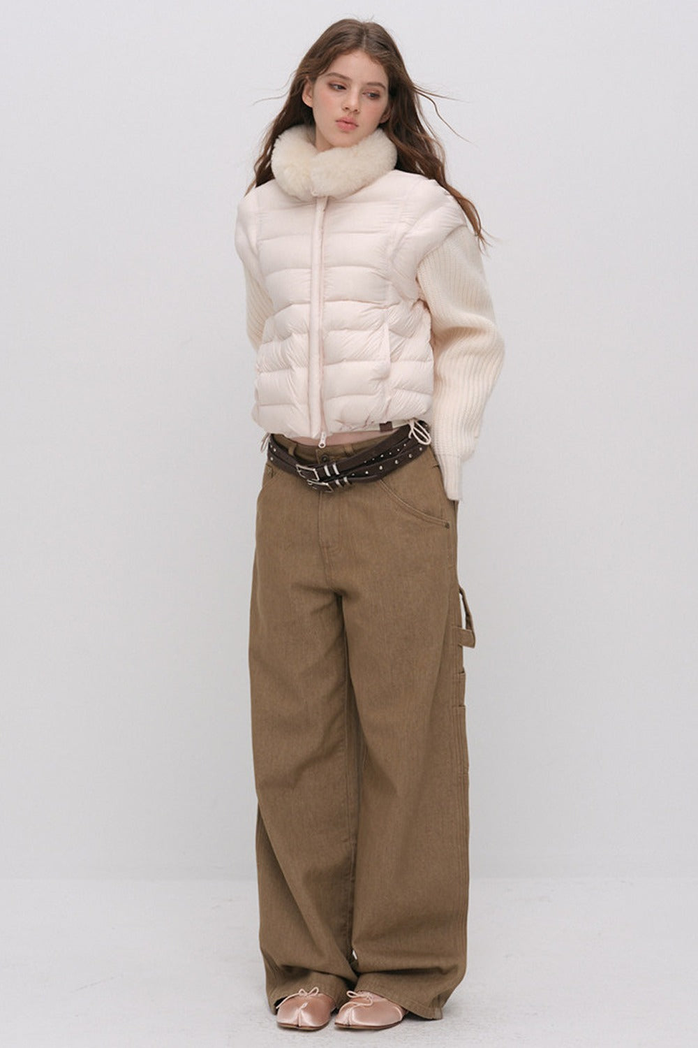 Convertible Detachable Knit Sleeve Down Vest