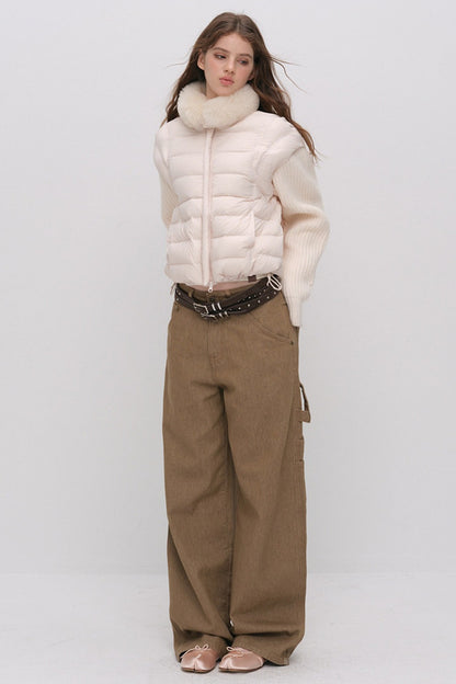 Convertible Detachable Knit Sleeve Down Vest