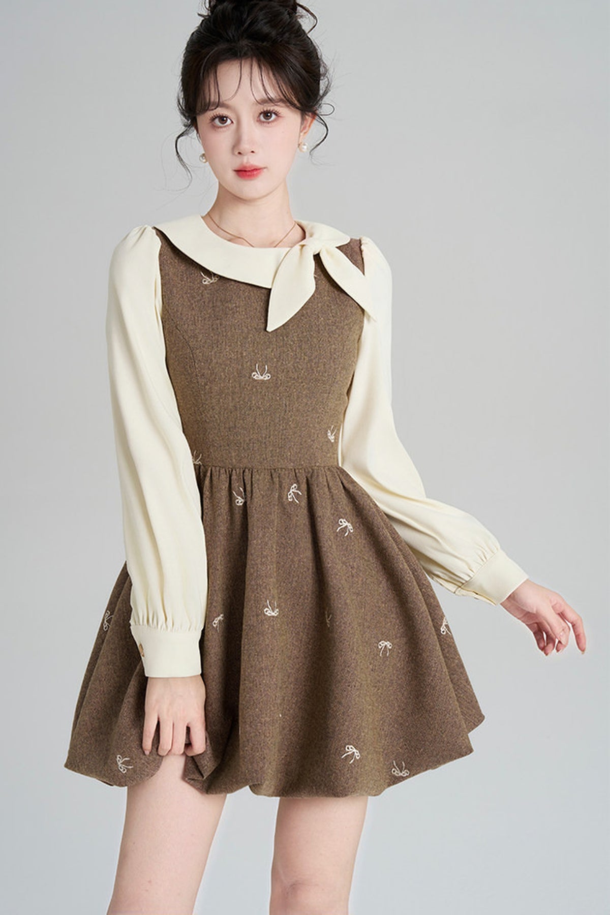 Layered-Look Floral Dress