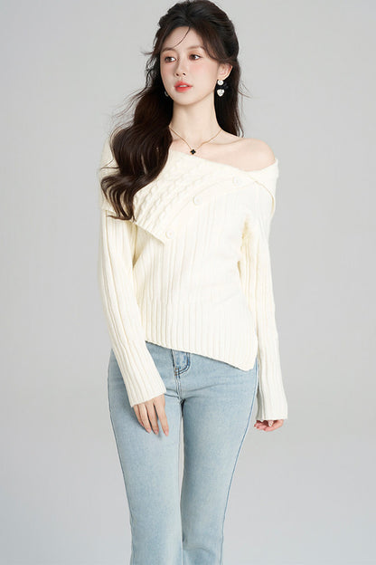 Off-Shoulder Knit Top and Skirt Set-Up