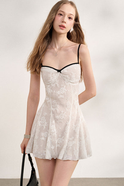 Ruffled Cardigan and Lace Dress Set-Up