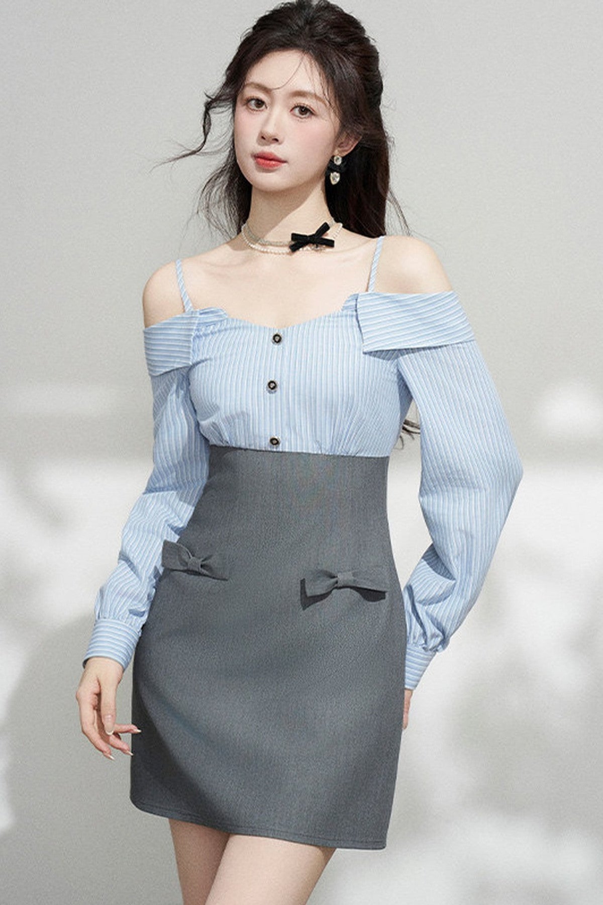 Striped Off-Shoulder Dress