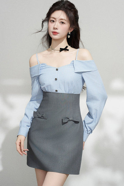 Striped Off-Shoulder Dress
