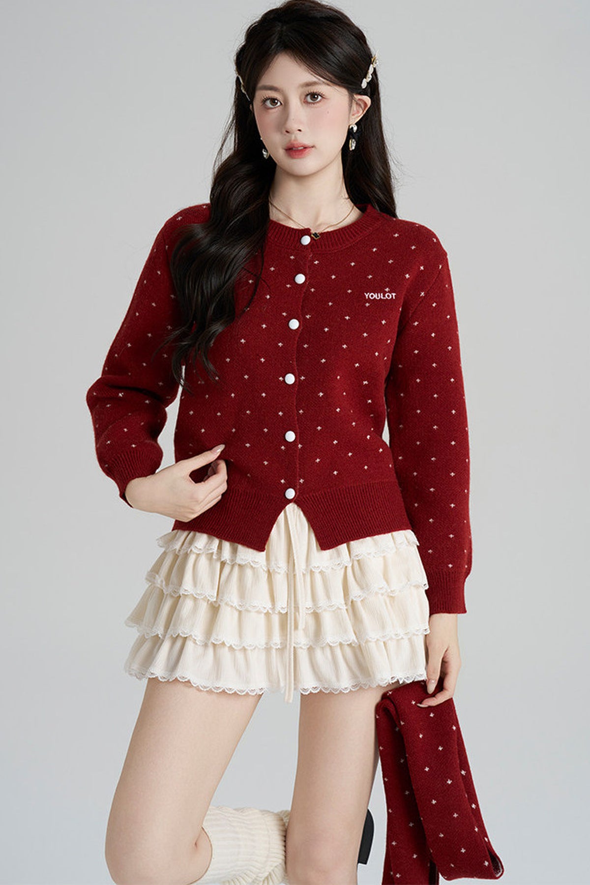 Short Woolen Knit Cardigan