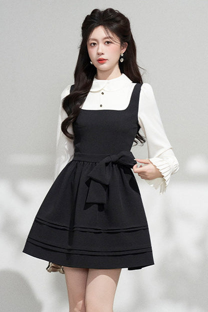 Layered-Look Puffy Collared Dress
