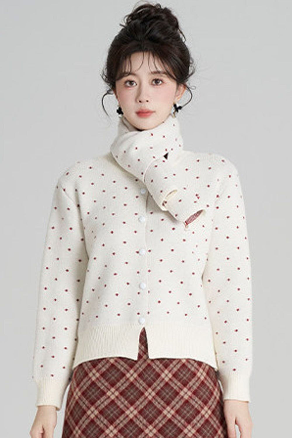 Short Woolen Knit Cardigan