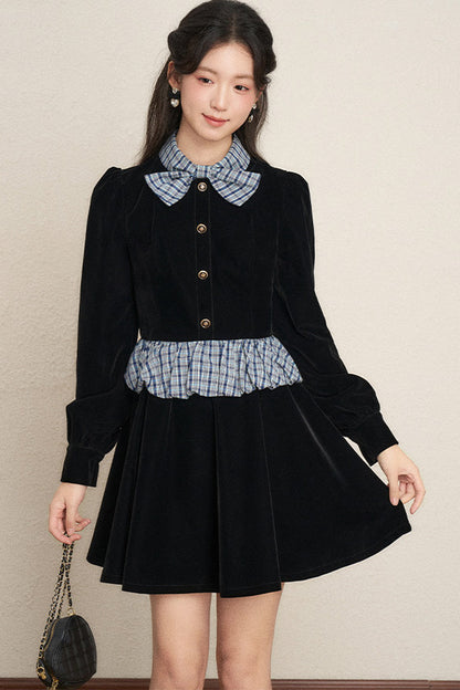 Black Velvet A-Line Dress