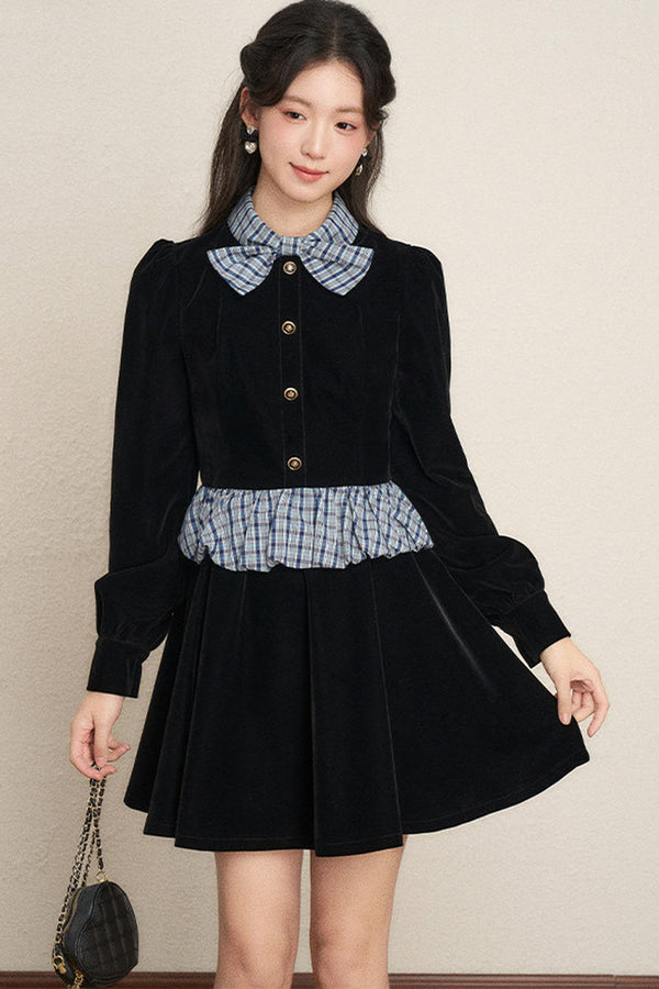 Black Velvet A-Line Dress