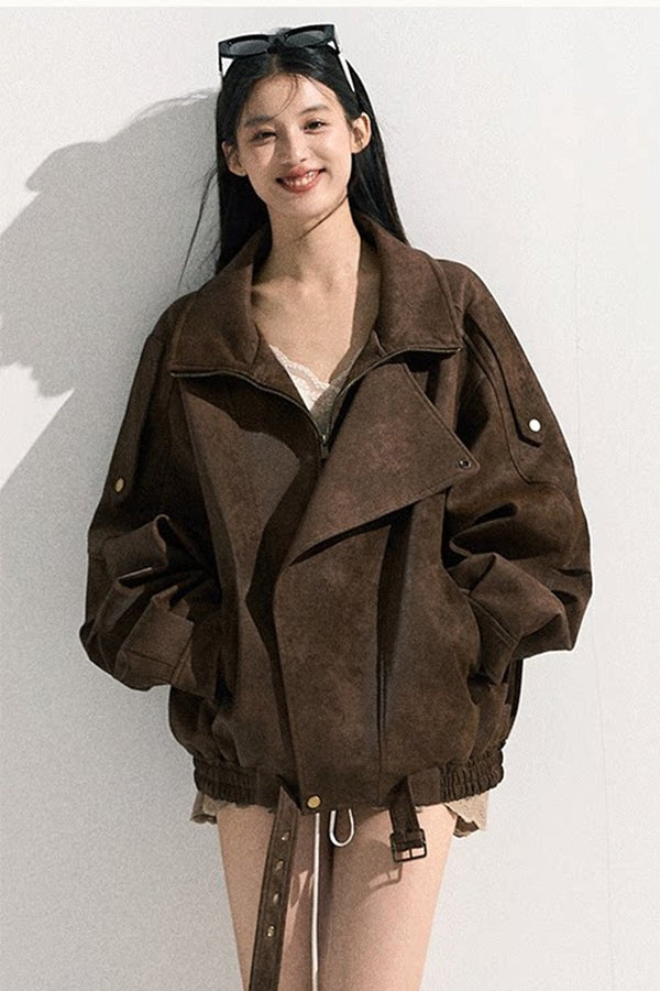 Suede Texture Leather Jacket