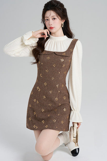 Sequin Patchwork Layered-Look Dress