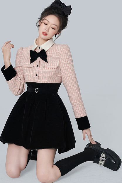 Pink Tweed A-Line Dress