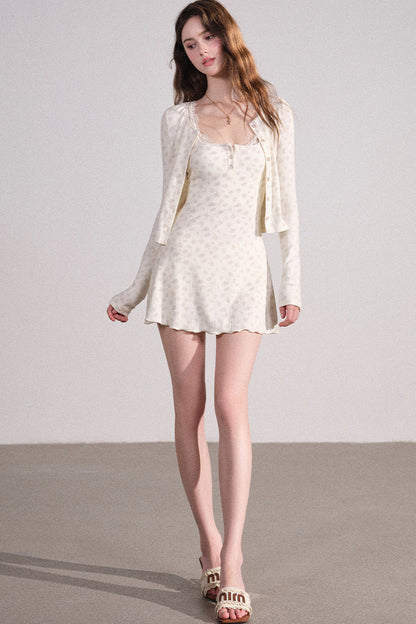 Slim Fit Cardigan and Tank Dress Set-Up