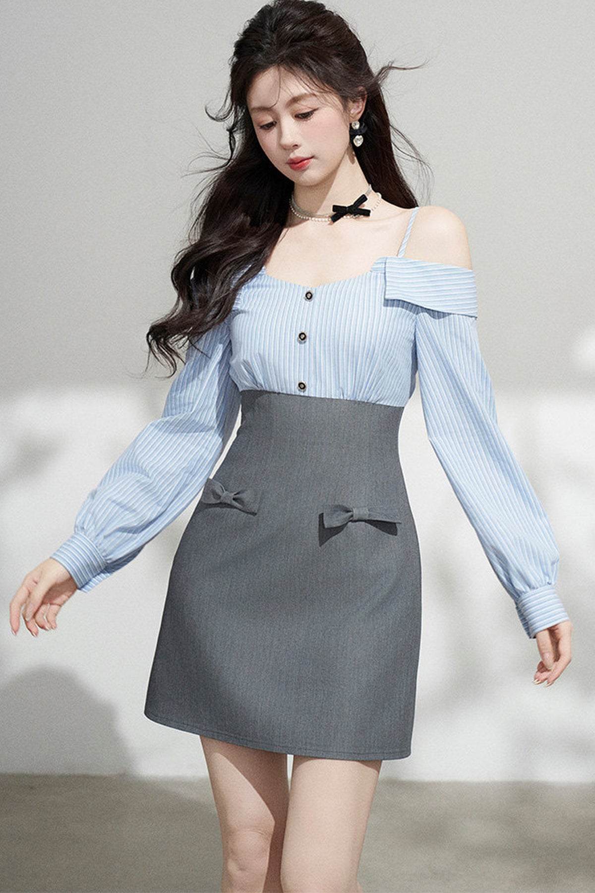Striped Off-Shoulder Dress