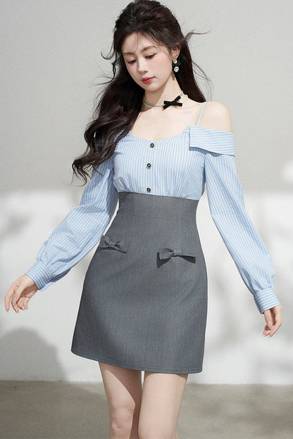 Striped Off-Shoulder Dress