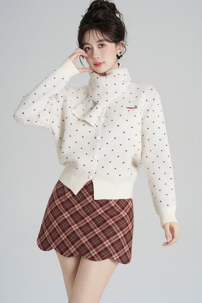 Short Woolen Knit Cardigan
