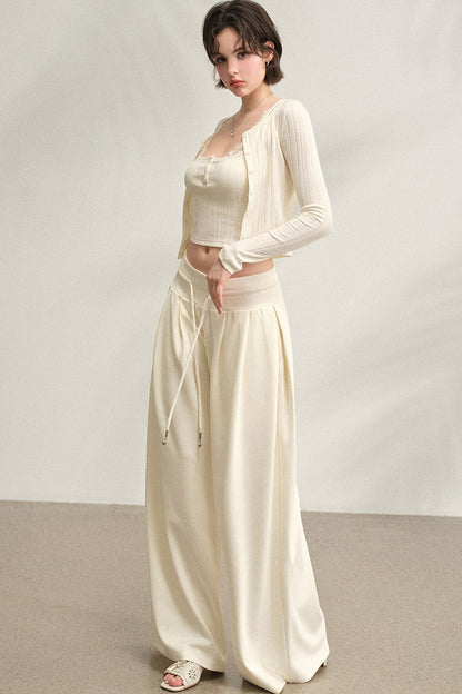 Ribbed Lace Long-Sleeve Cardigan
