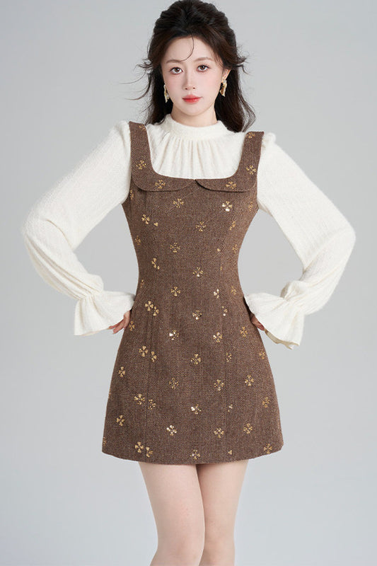 Sequin Patchwork Layered-Look Dress