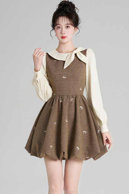 Layered-Look Floral Dress