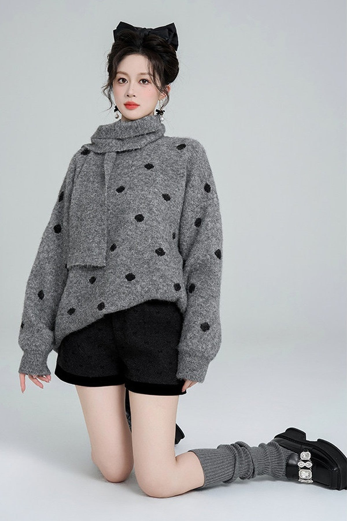 Polka Dot Loose Pullover Sweater