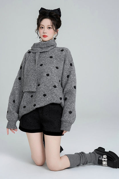 Polka Dot Loose Pullover Sweater