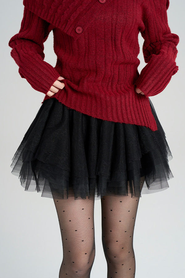 Off-Shoulder Knit Top and Skirt Set-Up