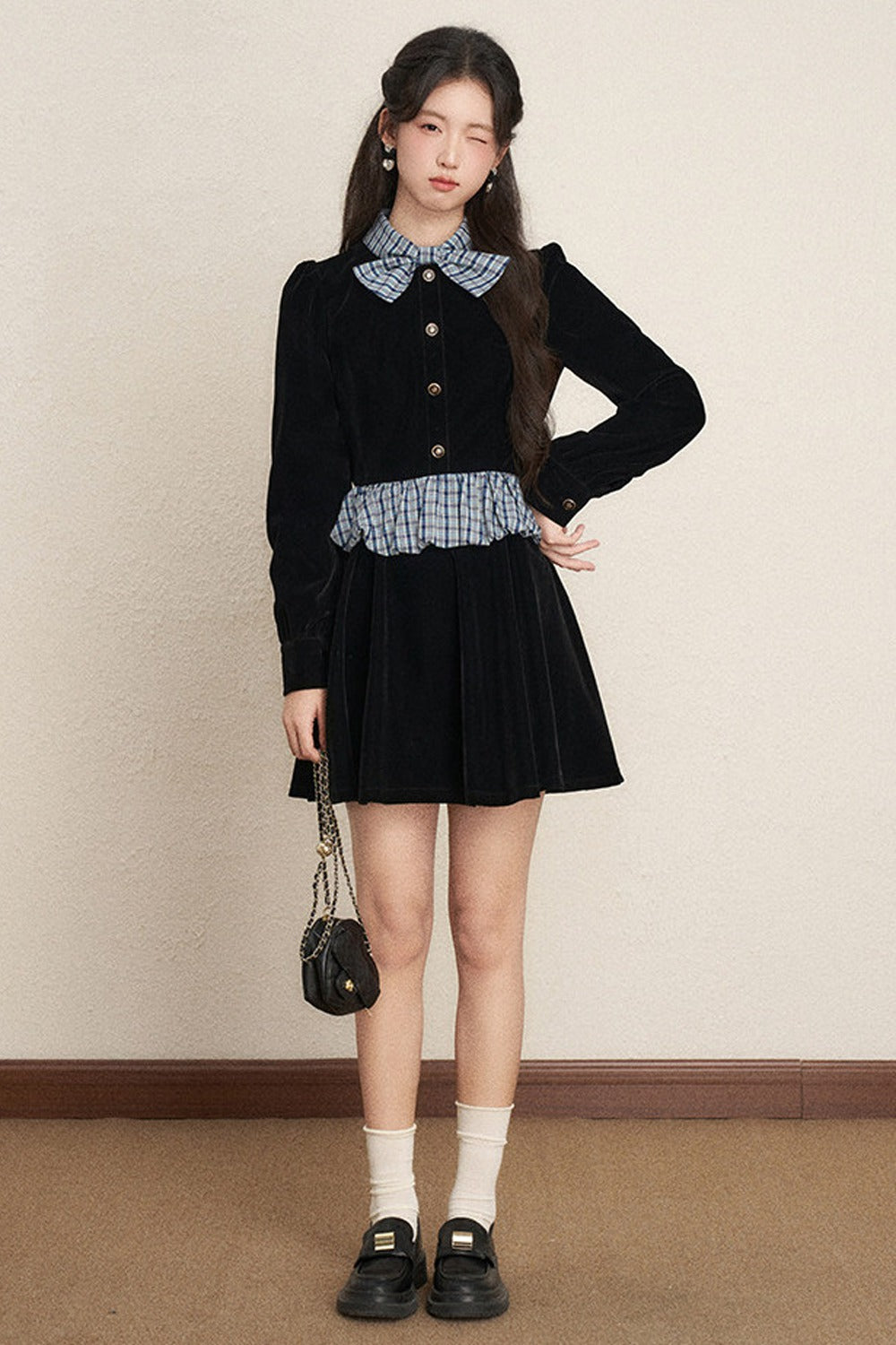 Black Velvet A-Line Dress