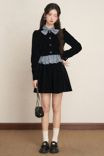 Black Velvet A-Line Dress