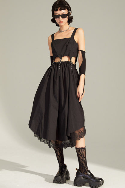 Black Mid-Length Camisole Dress
