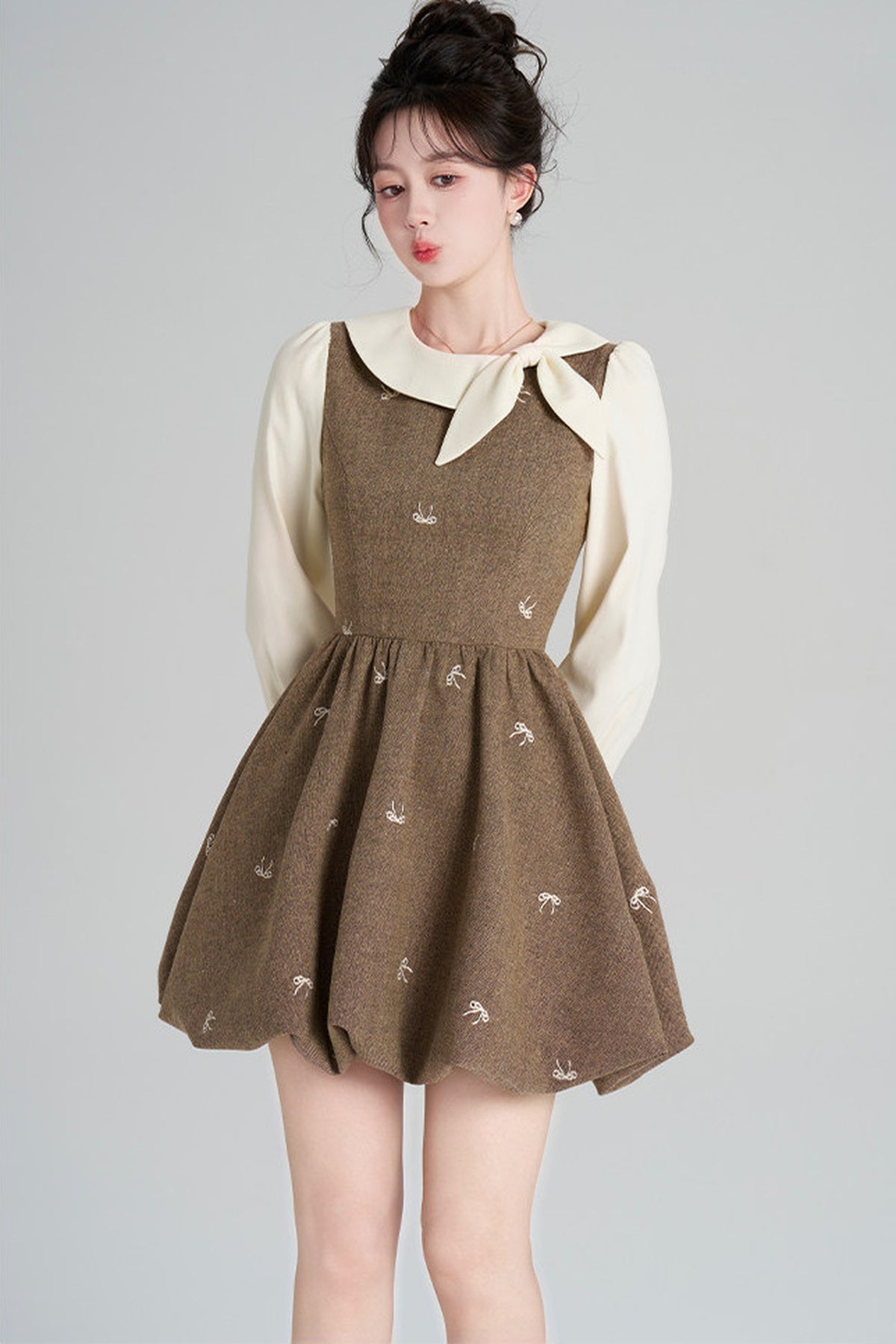 Layered-Look Floral Dress