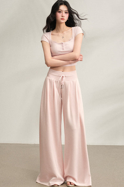 Square Neck Ribbed Lace Top