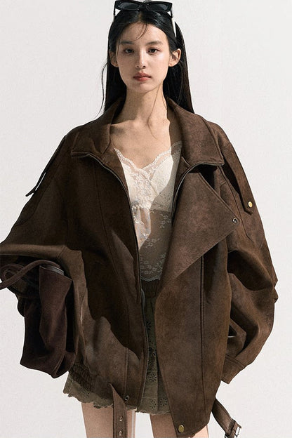 Suede Texture Leather Jacket