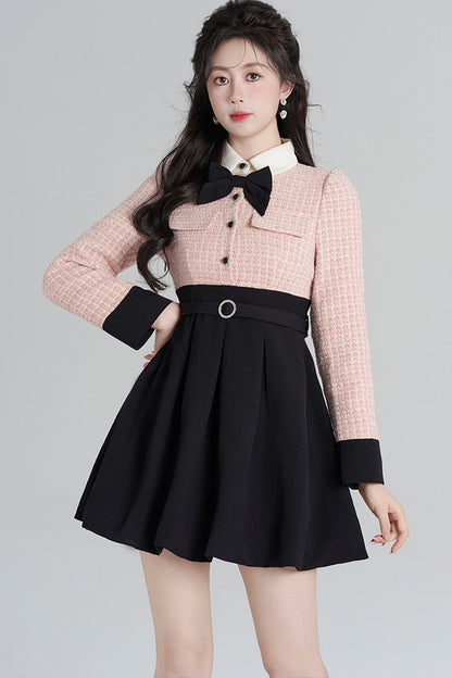 Layered-Look Wool Floral Dress