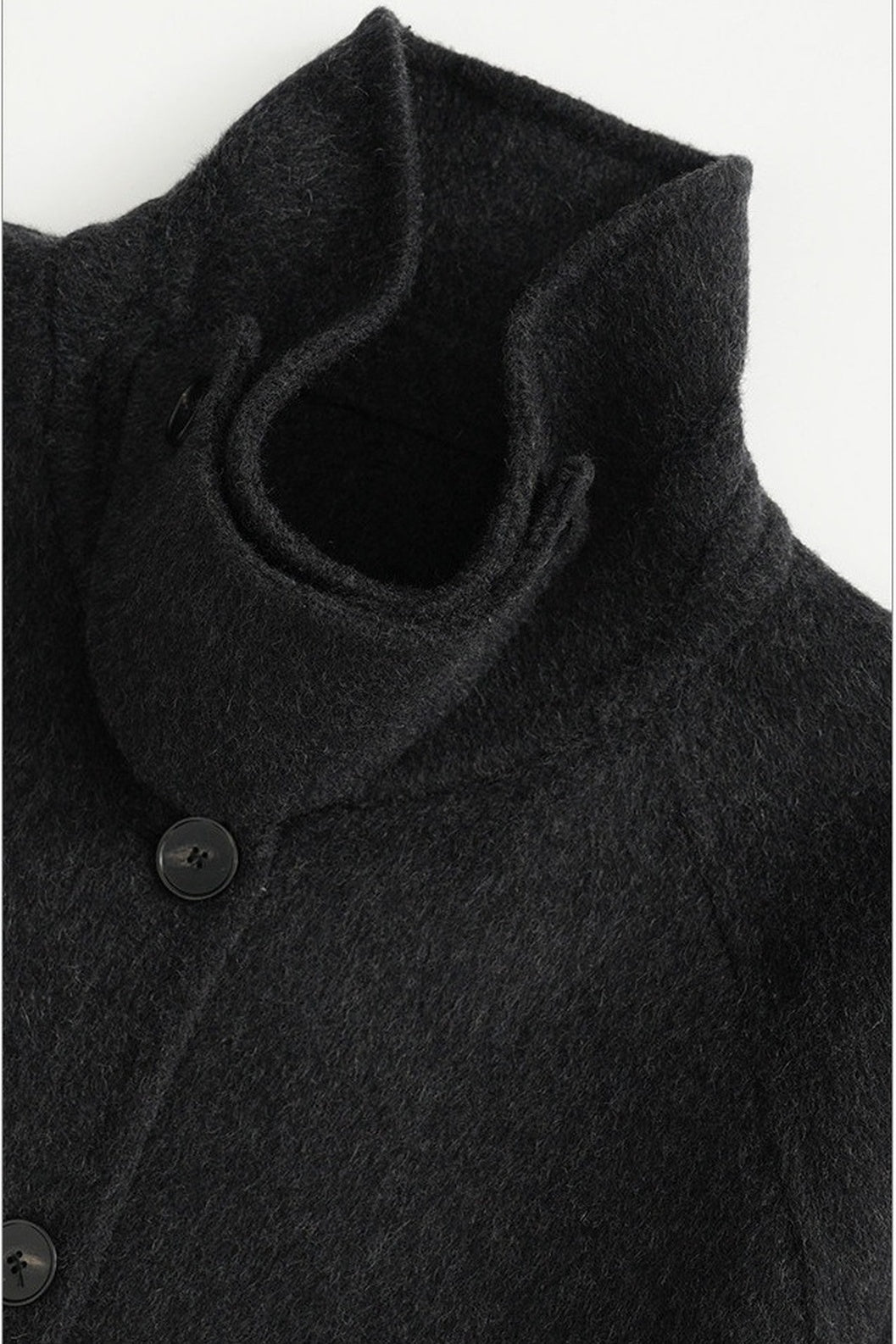 Mid-Length Armor Collar Wool Coat
