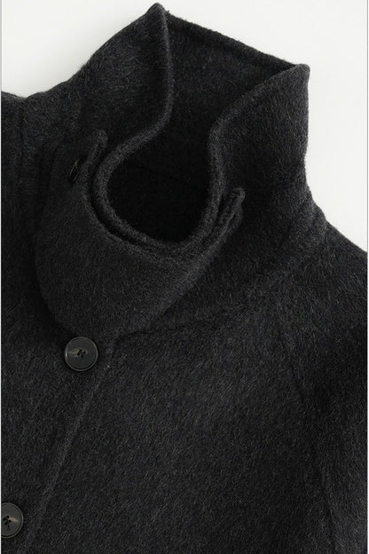 Mid-Length Armor Collar Wool Coat