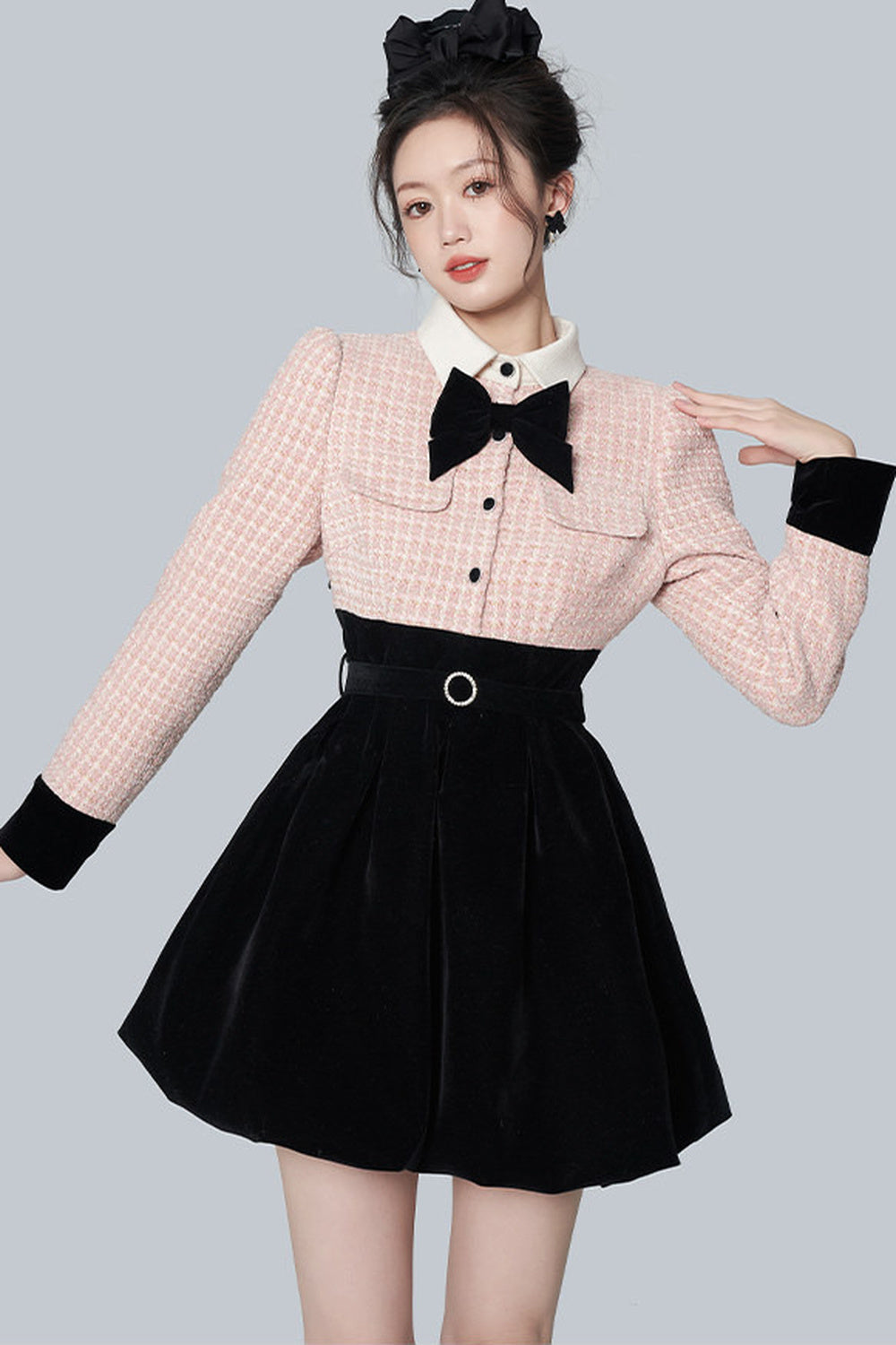 Pink Tweed A-Line Dress