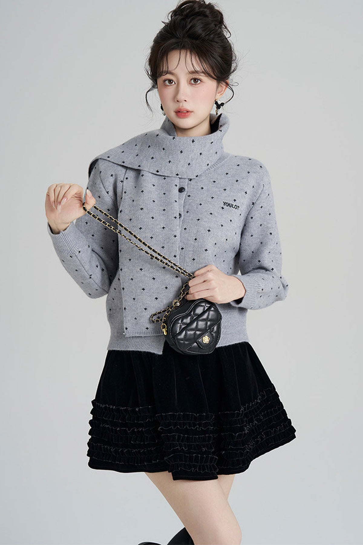 Short Woolen Knit Cardigan