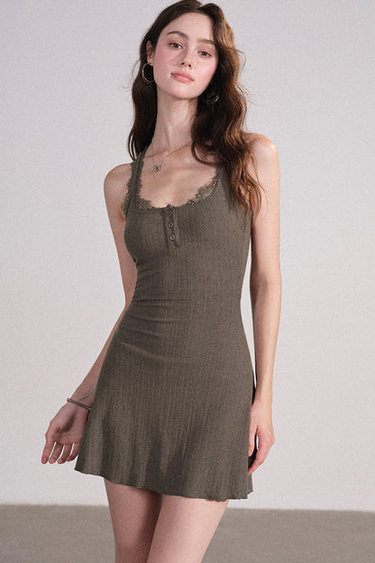 Slim Fit Cardigan and Tank Dress Set-Up