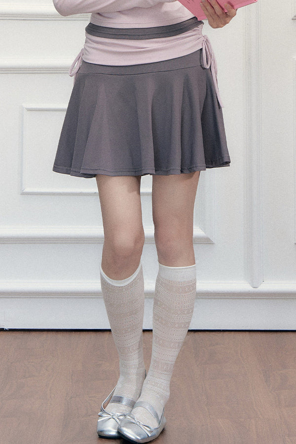 Letter Print T-Shirt with Contrast Drawstring Skirt Set-Up