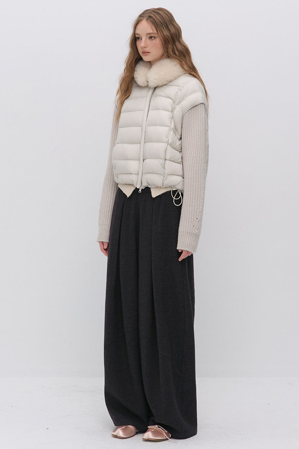 Convertible Detachable Knit Sleeve Down Vest