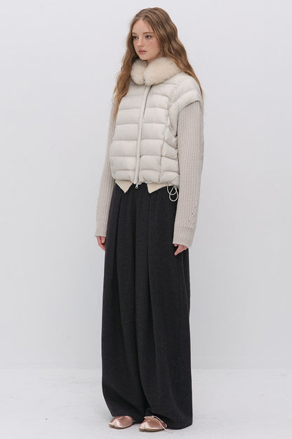 Convertible Detachable Knit Sleeve Down Vest