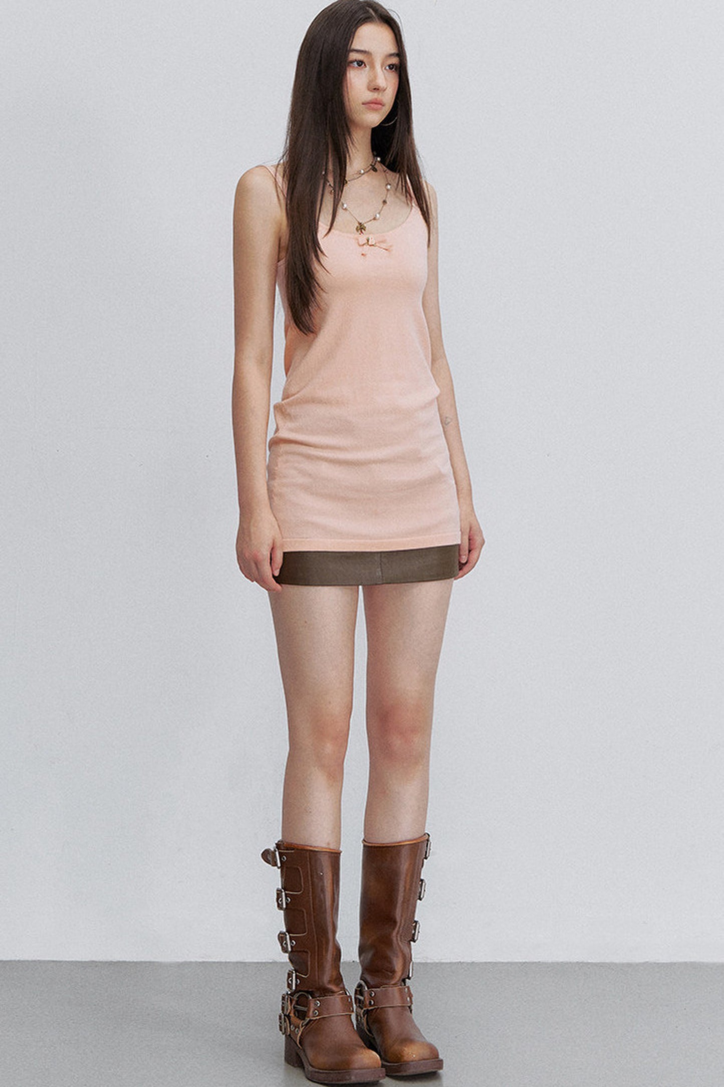 X-Line 3D Bow Tencel Wool Knit Camisole and Dress Set