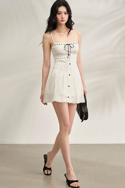 White Strappy Dress & Cardigan Set-Up