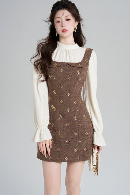 Sequin Patchwork Layered-Look Dress