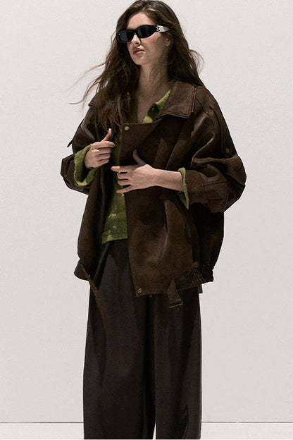 Suede Texture Leather Jacket
