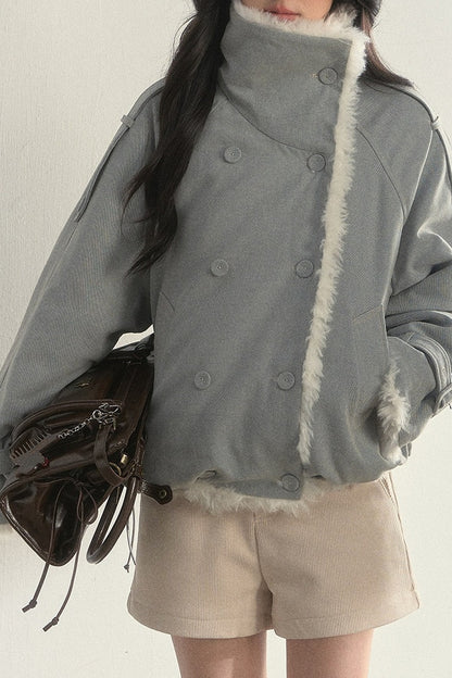 Chaqueta parka de borreguito sintético, mullida y cruzada