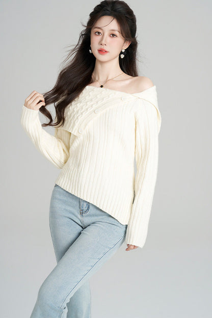 Off-Shoulder Knit Top and Skirt Set-Up